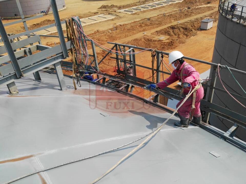 Coating application of fuel storage tanks in Angola