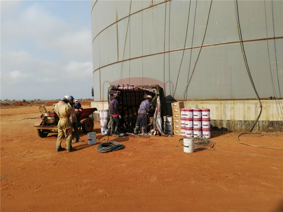 Coating application of fuel storage tanks in Angola