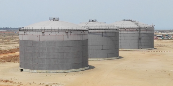 Coating application of fuel storage tanks in Angola